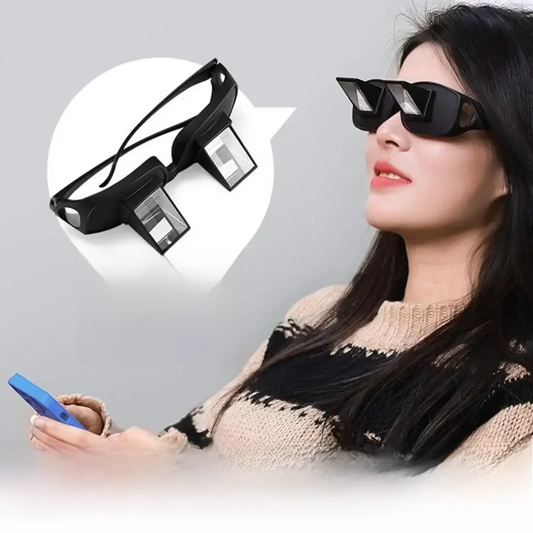 Faule Brillen, faule Lesebrille, prismatisches Periskop, horizontale Brille, liegend, Bett, Lesen, Ansehen, HD-Lesebrille