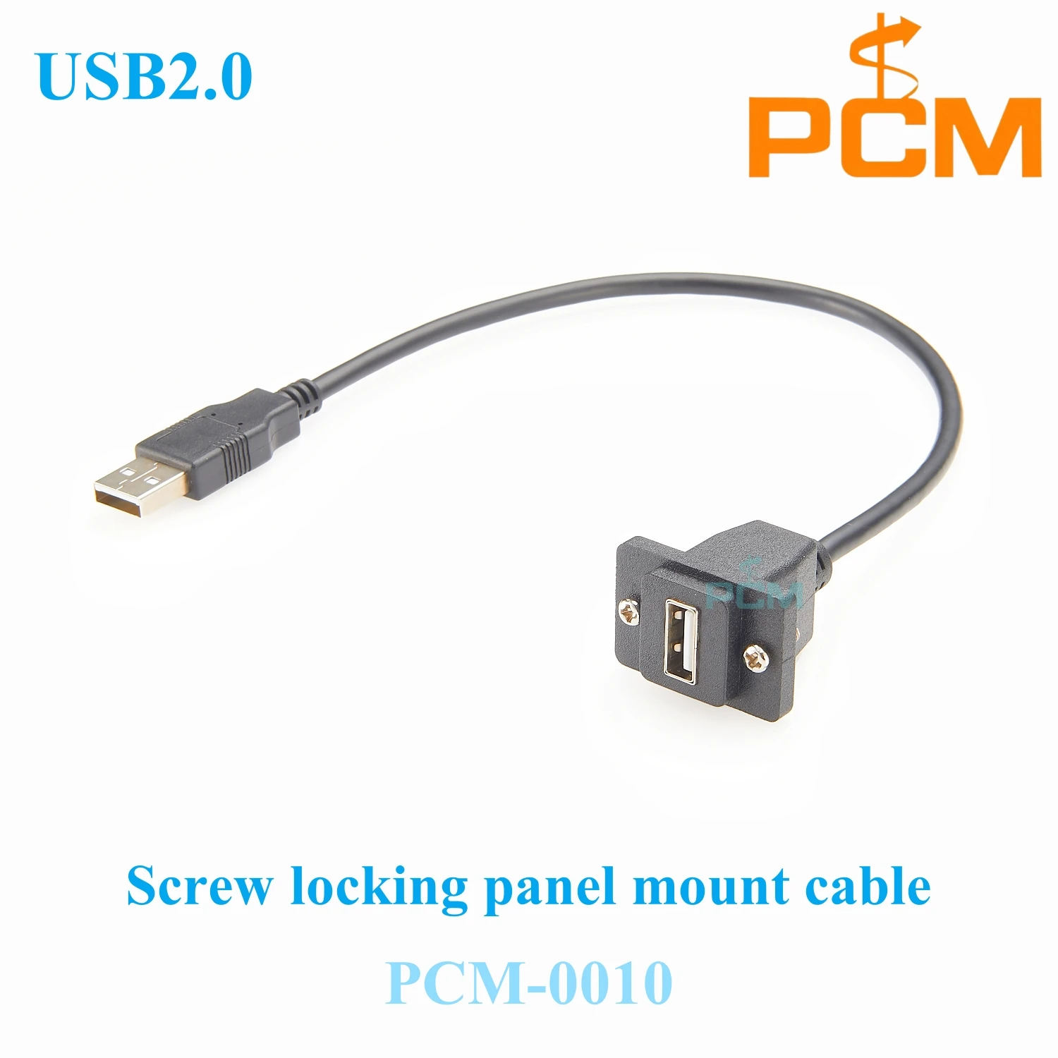 USB2.0 screw locking patch panel mount extension cable, USB2.0 male to female cable, 480Mbps, for faceplate installation