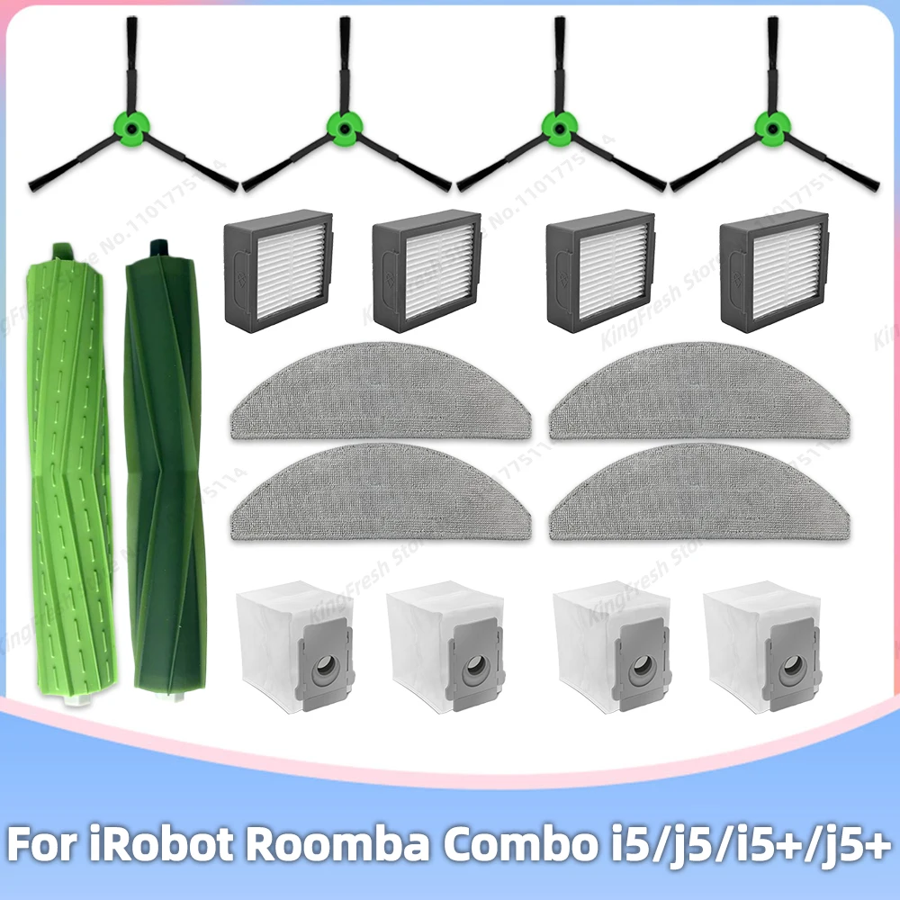 

Fit For iRobot Roomba Combo j5, j5+ Plus, i5, i5+ Plus Replacement Spare Parts Roller Side Brush Hepa Filter Dust Bag