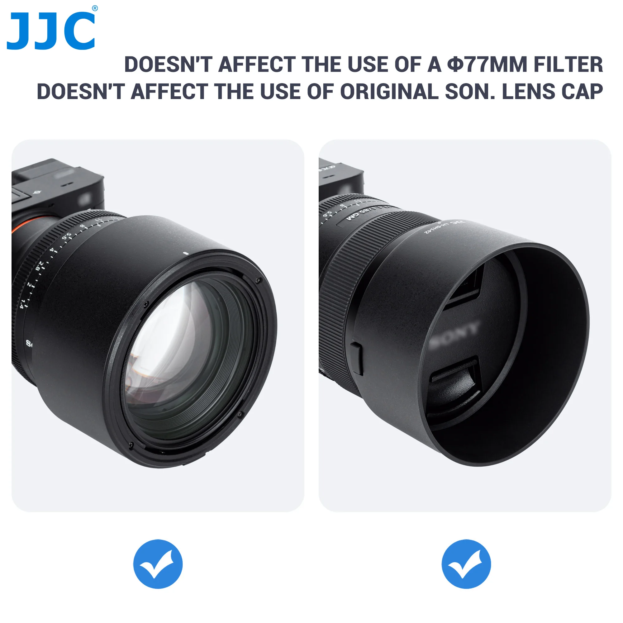  JJC LH-SH142 Bayonet Lens Hood Compatible with Sony FE 85mm f/1.4 GM Lens Replaces Sony ALC-SH142 Reversible Lens Hood