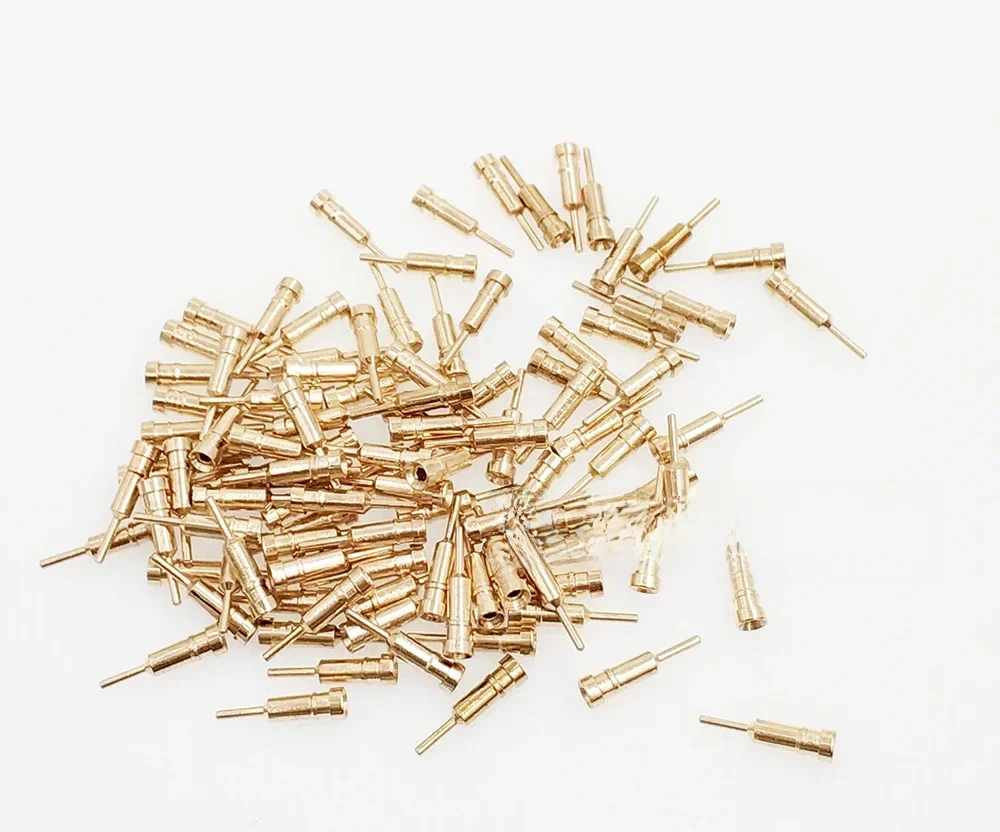 1000 sztuk D0.5mm D0.45-0.6mm PCB złoty okrągły żeński męski Pin czujnik kryształowe gniazdo Dim1.4*7.4mm, bez tworzywa sztucznego dla 2.54 otwór Pin Header — zdjęcie 2