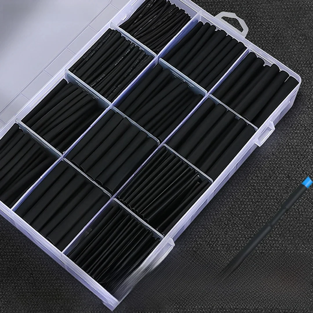 Kit de tubes thermorétractables noirs – Tube rétractable ignifuge résistant aux hautes températures, réparation de fils (étanche et résistant à l'humidité)