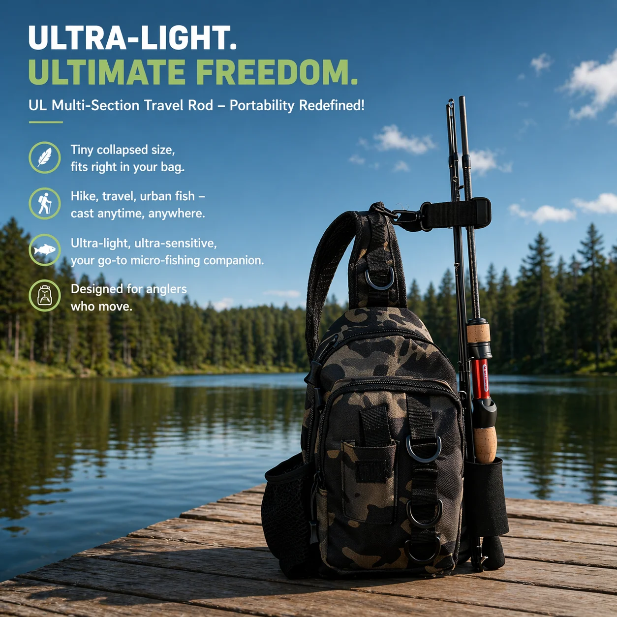 BUDEFO Ultralight Spinning Casting UL Fishing Rods 1-10g T800 Carbon Fiber Fuji Rings Portable Travel Fishing Rod Trout Perch
