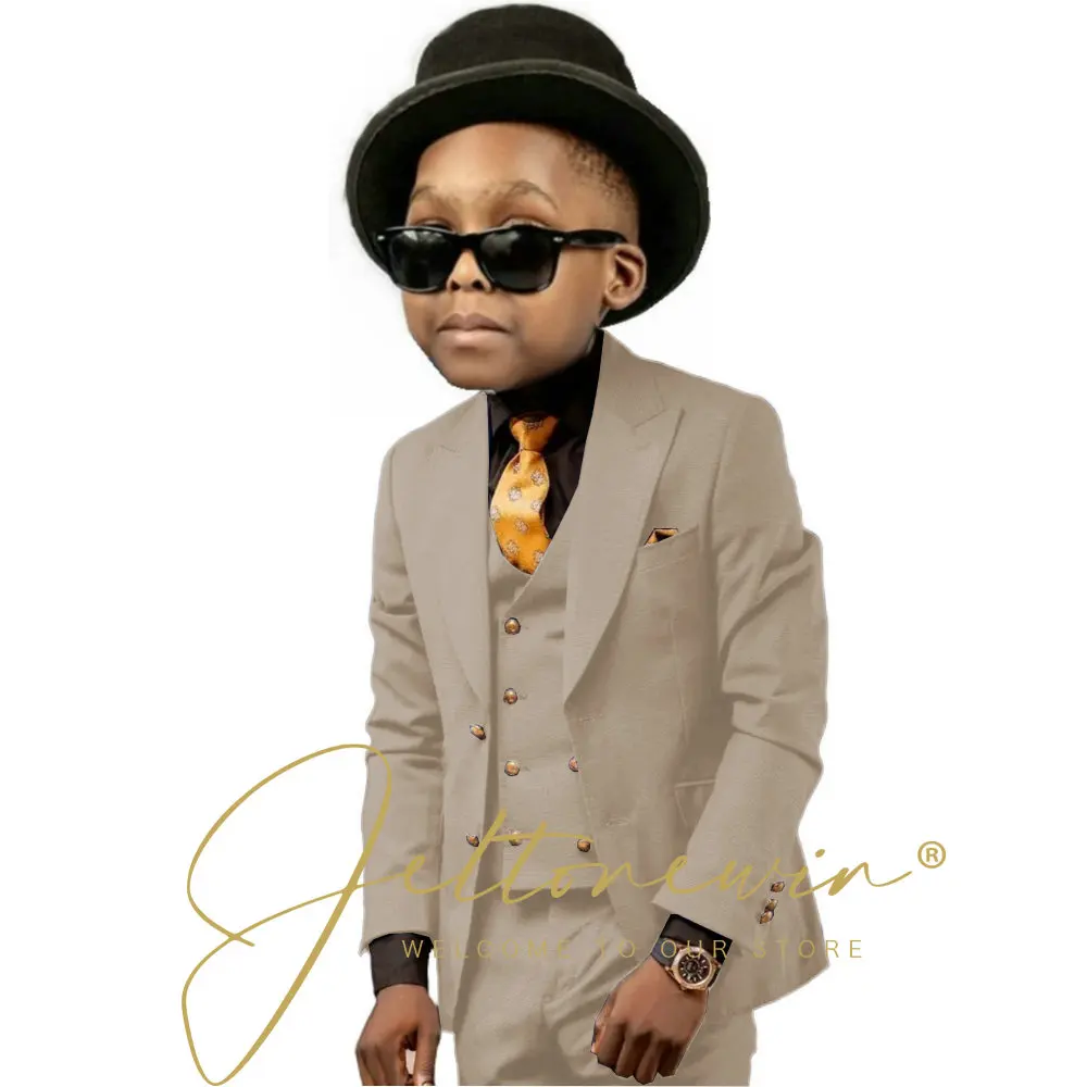 

Костюмы для мальчика, куртка, жилет и брюки, комплект из 3 предметов, бежевый костюм на день рождения, костюм с цветочным узором для мальчиков, праздничный костюм, детский свадебный костюм, смокинги