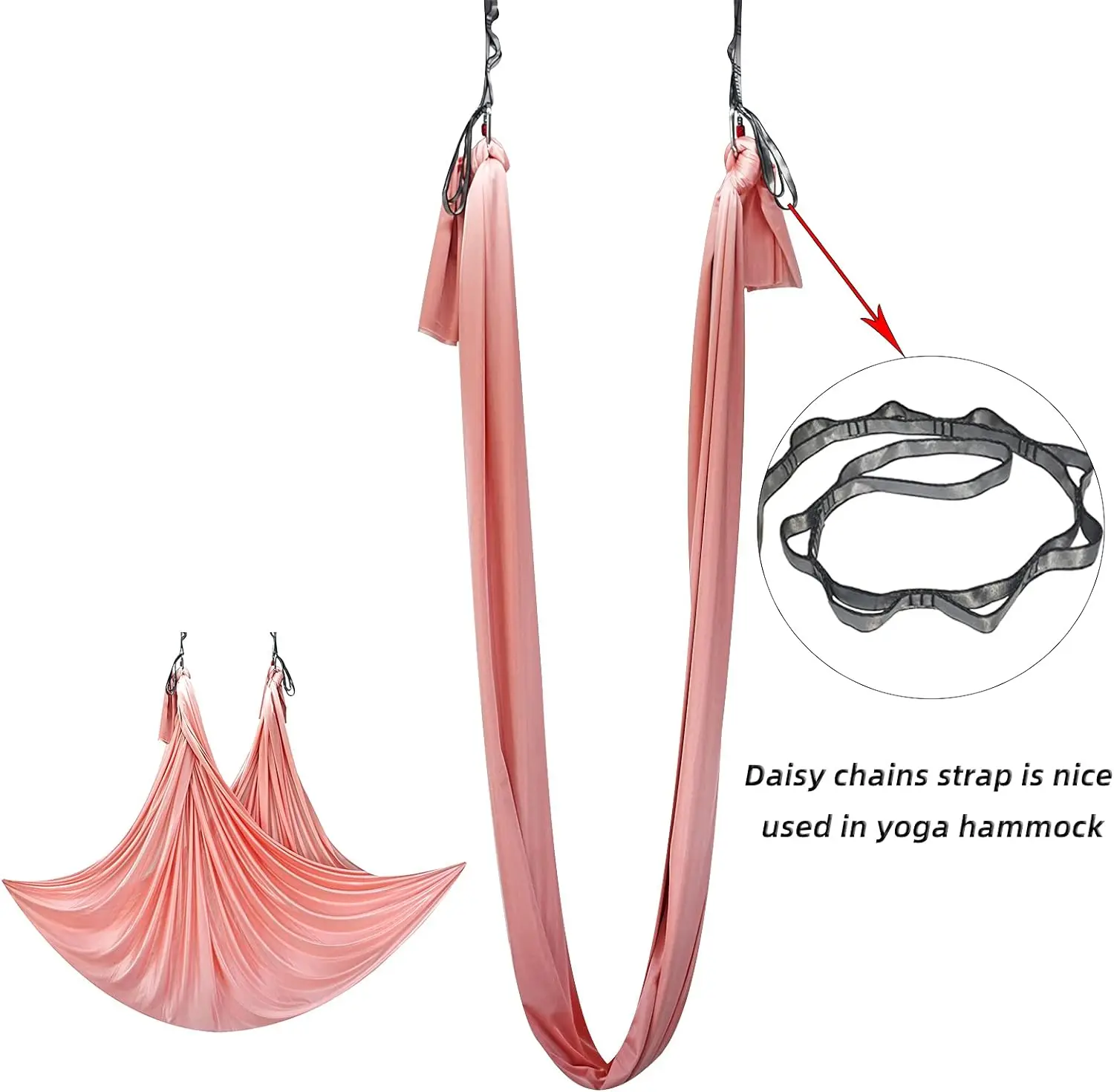 1 Pair Yoga Stretch Belts Yoga Daisy Chain Yoga Hammock Aerial Swing Sling Strap Stretching Outdoor Camping Extension Rope