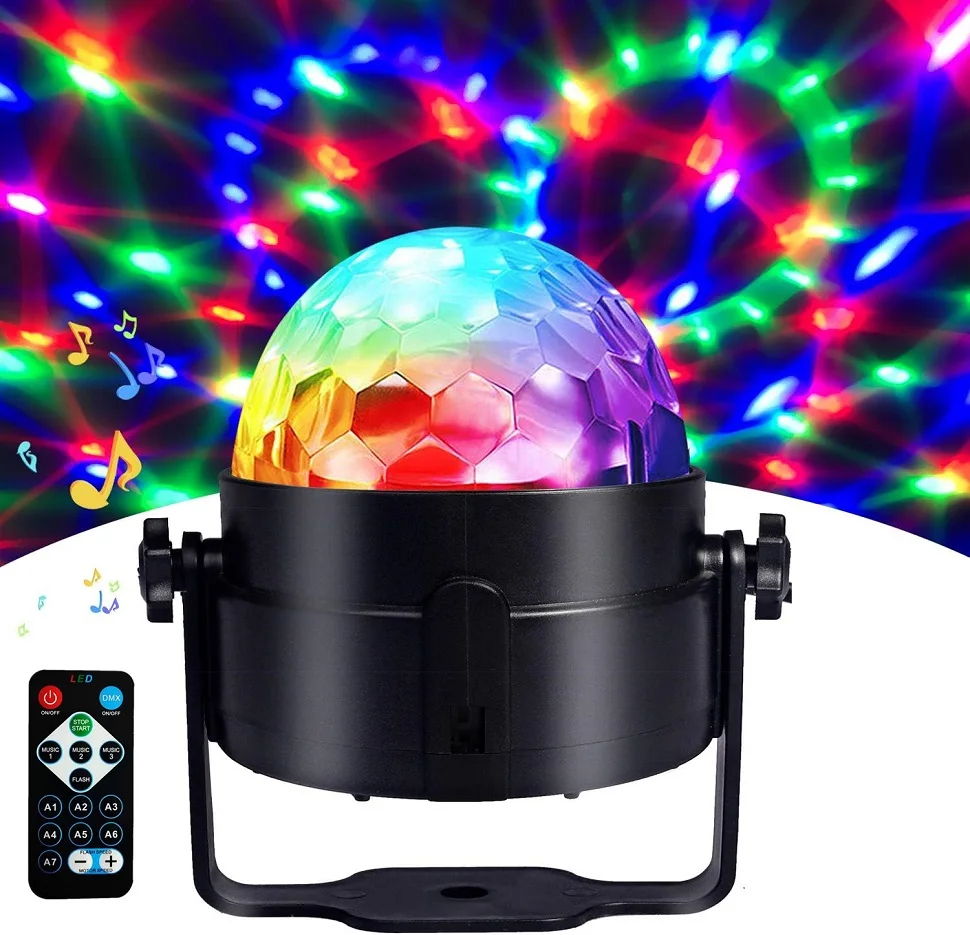 LED Disco Ball Stage Disco Light Rotating Lantern DJ Strobe Sound Control RGB Christmas Gift Party Club Decoration