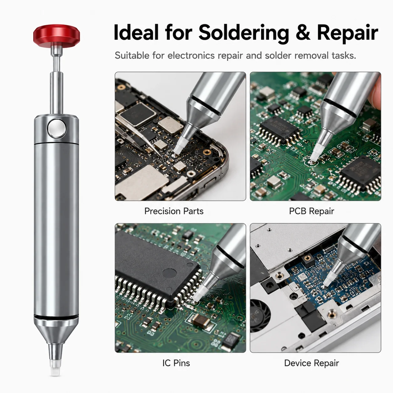 Aluminum Desoldering Pump Suction Tin Gun Soldering Suckerfor Electronic Component Powerful Vacuum Iron Welding Repair Tool Pen