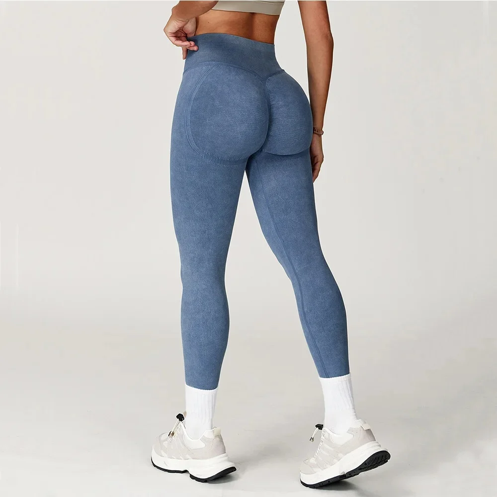 Yoga broeken sportleggings dames naadloze sport yoga broek hoge taille geribbelde gymkleding fitness workout kleding scrunch bum tights - afbeelding 2
