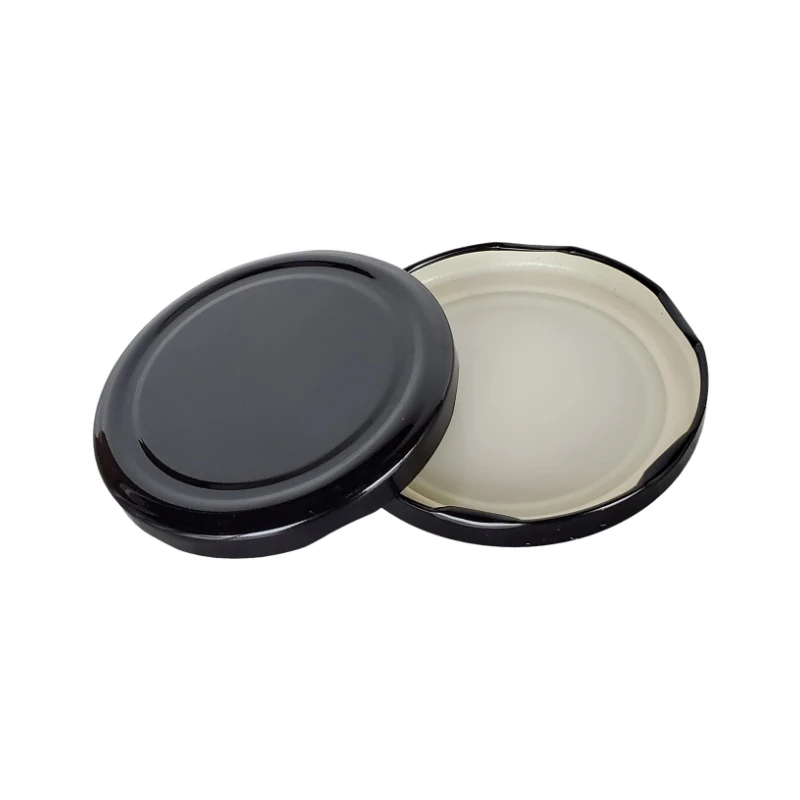 Precio al por mayor Tapa de metal negro, paquete de 10 unidades, 82 mm, para tarro de vidrio, 63 mm, 82 mm, tapa de hojalata de metal negro