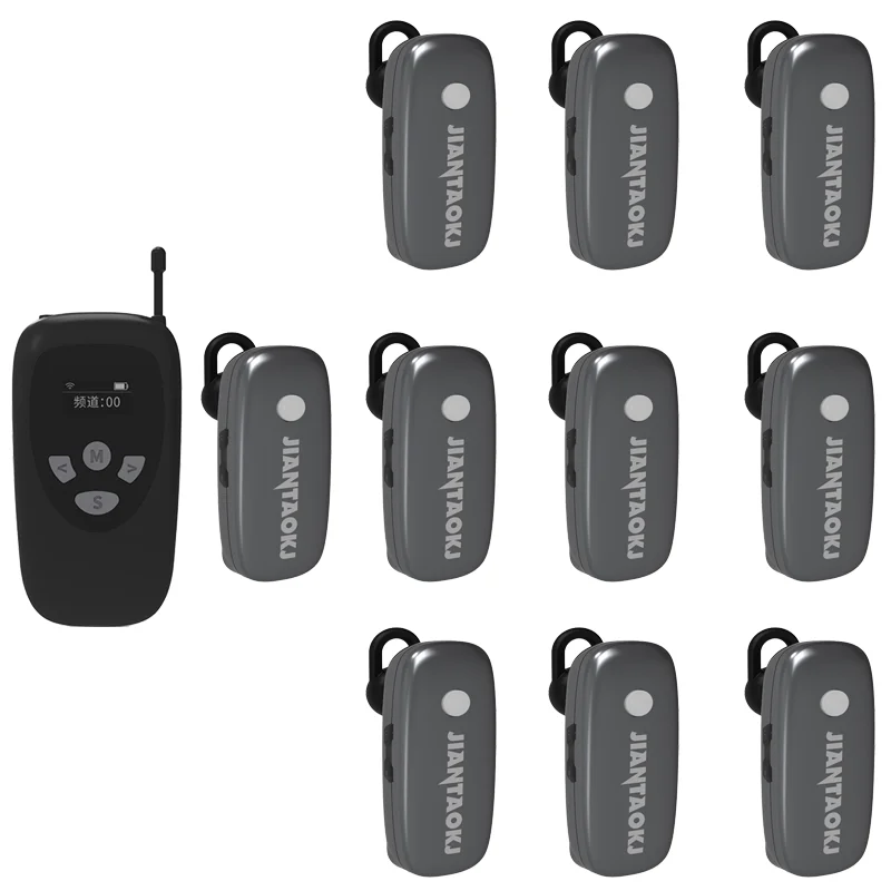 

Wireless Tour Guide System 1 Transmitter+10 Receiver+1 Charging Base For Factory Training Museum Visit Hiking Cycling