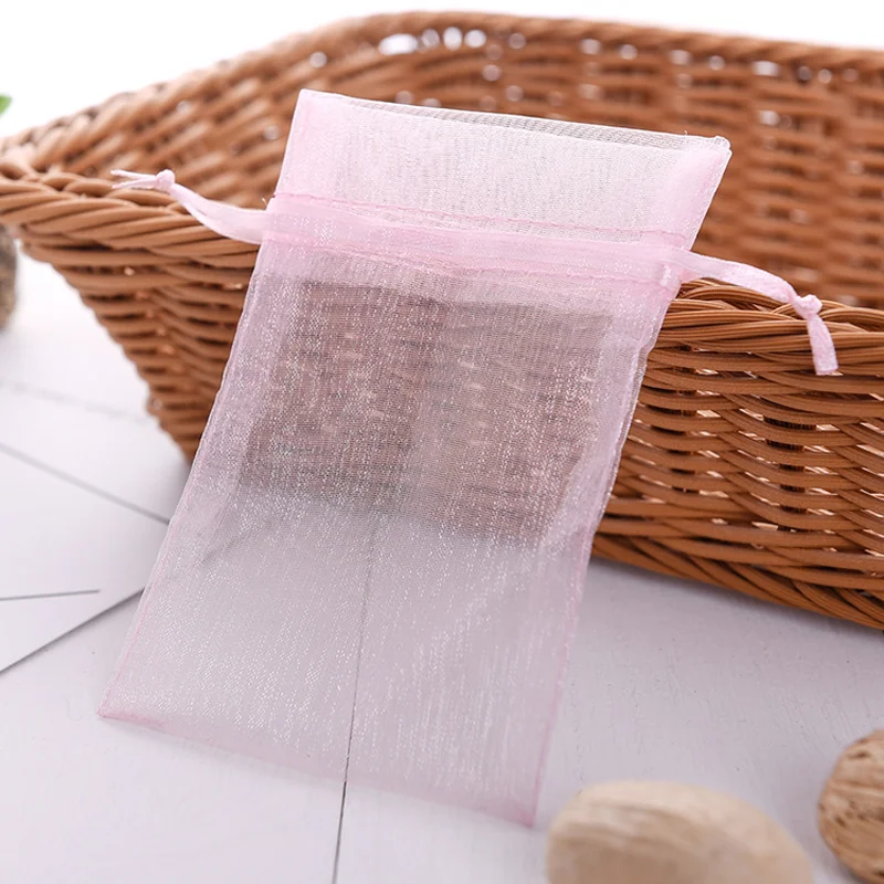 50PCS Pink Drawable Party Wedding Christmas Favourite Gauze Gift Bag Organza Candy Jewellery Colourful Drawstring Packaging Bag