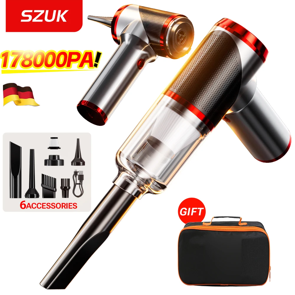 

SZUK Mini Car Vacuum Cleaner 178000Pa Wireless Handheld Cleaner Cleaning Machine Strong Powerful Portable Vacuum Cleaner Car