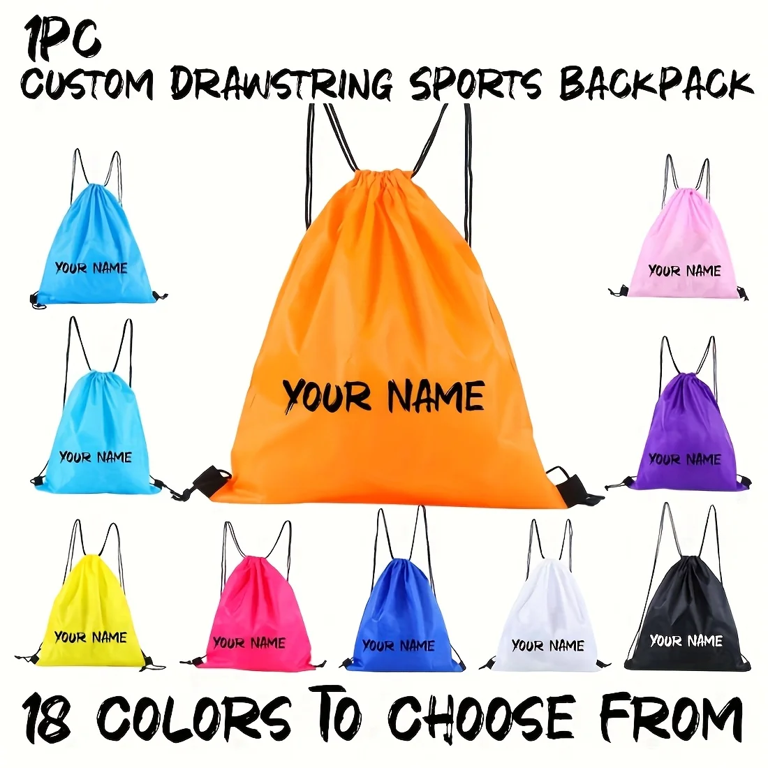 1pc Personalized Customizable Drawstring Backpack - Creative Custom Name/Text, Durable Drawstring Storage Bag