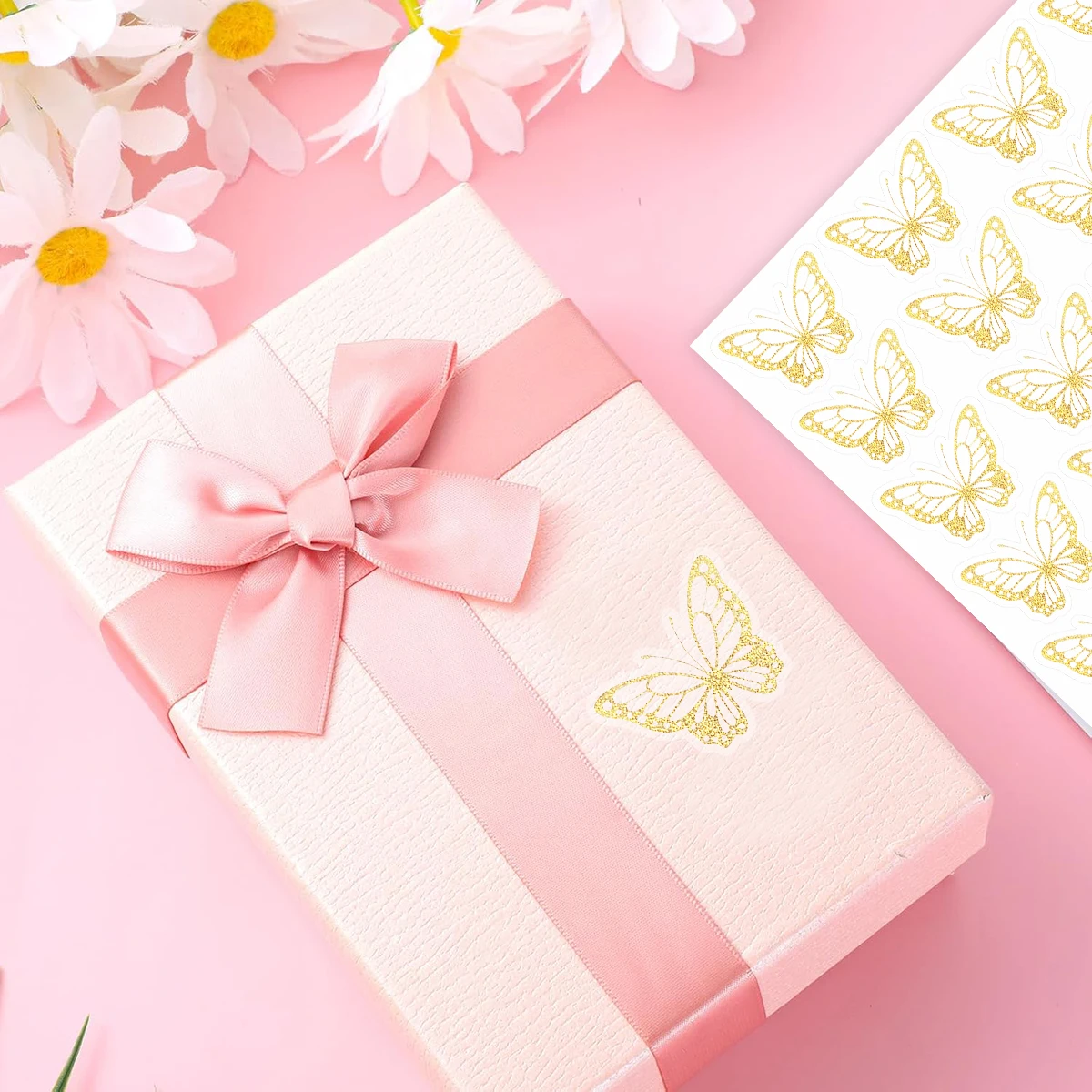 Fogli di adesivi decorativi con farfalle dorate da 140 pezzi – Eleganti etichette a forma di farfalla con dettagli della linea sottile