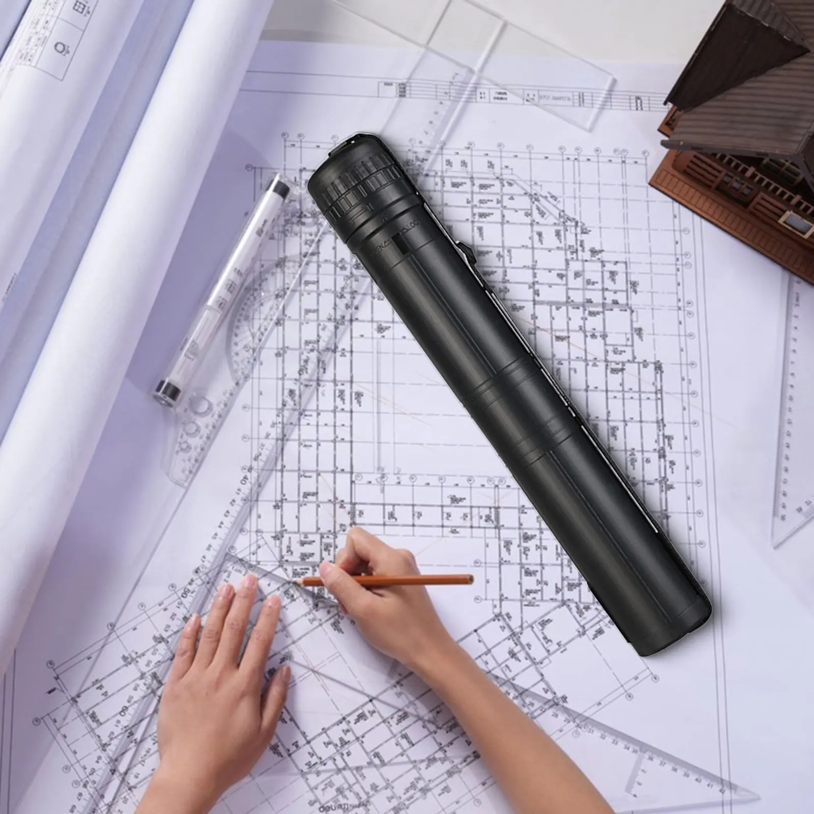Expandable Poster Tube Art Painting Tube Waterproof Multifunctional Drawing Tube with Strap Document Storage Tube for Scrolls