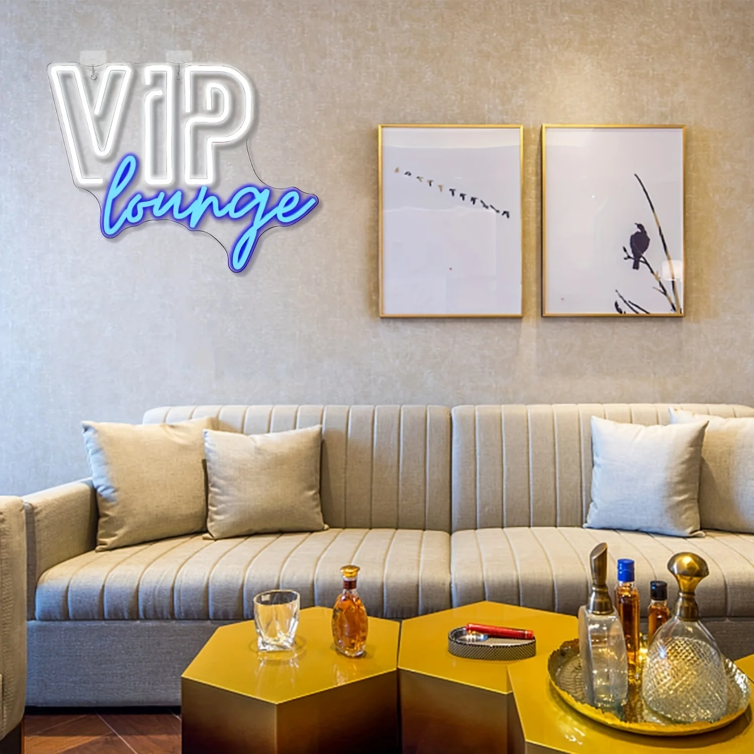 VIP Lounge Neon Wall Decoration, Dimmable Switch USB Power Supply, Suitable for Room Office Hotel Cafe Birthday Party