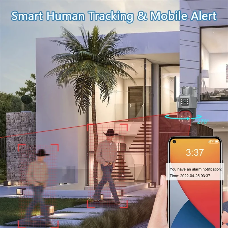 4K 8MP WLAN-Solarkamera mit Doppellinse und Doppelbildschirm, Kabellose PTZ-Kamera für Außenbereich, Sicherheitsschutz mit Automatischer Verfolgung, Überwachungs-IP-Kamera – Detail 7