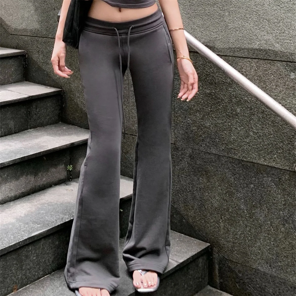 Y2k Hottie Low Waist Pants Women's Sweatpants Solid Casual Vintage Sports Yoga Female Streetwear Flared Floor Pants And Trousers Y2k Hottie Low Waist Pants Women's Sweatpants Solid Casual Vintage Sports Yoga Female Streetwear Flared Floor Pants And Trousers