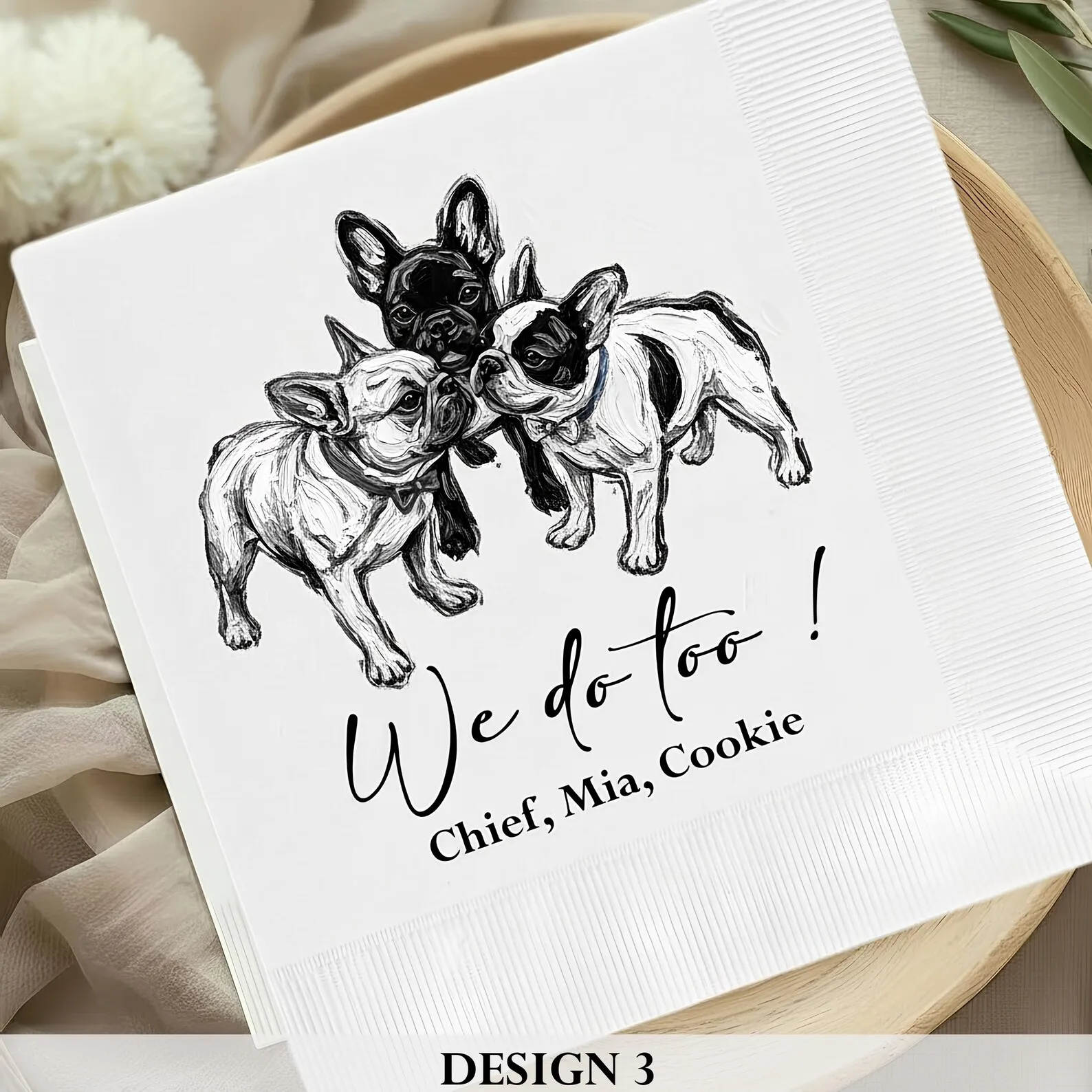 50pcs Custom Pet Wedding Napkins | Wedding Napkins | Pet Cocktail Napkins | Custom Napkins Wedding |Wedding Cocktail Napkins