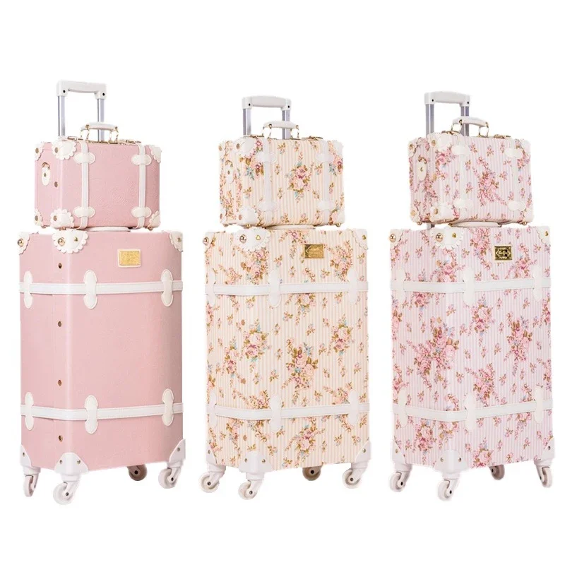 Mode populaire perfecte Trolley Koffer Vrouwen Bloemen 20/22/24/26 inch stijlvolle Rolling Bagage met handtas merk reizen valise - afbeelding 2