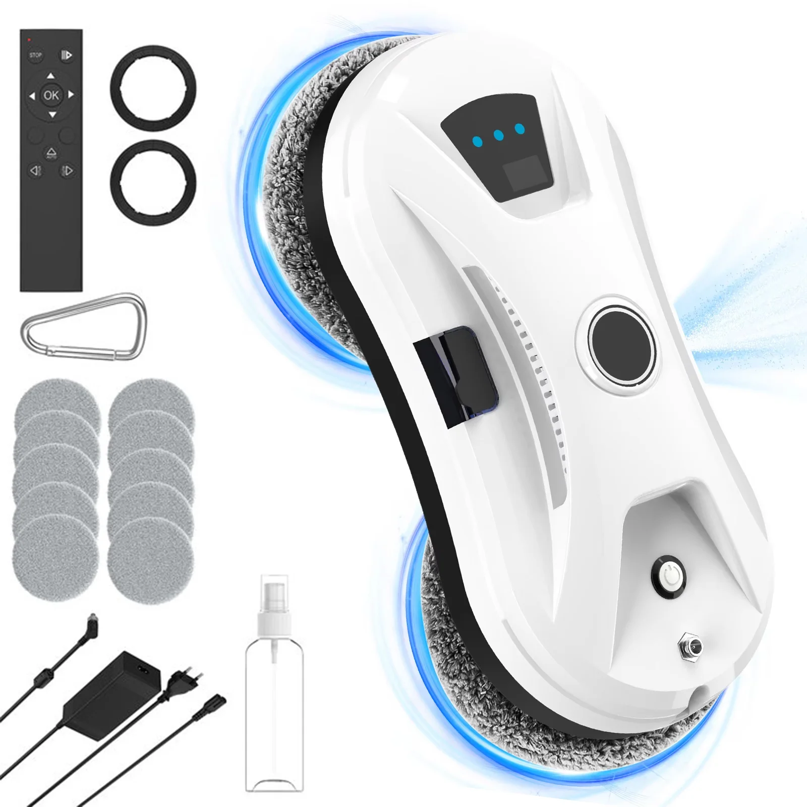Robot limpiador de ventanas inteligente ultrafino de 5600Pa, máquina eléctrica automática para lavar vidrios, dispositivo de limpieza multifuncional con control remoto para uso en ventanas de casa y coche