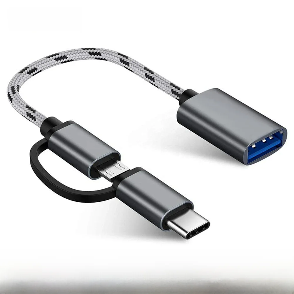 Adaptateur USB 3.0 OTG 2 en 1, type C, micro USB vers USB 3.0, câble adaptateur OTG, convertisseur pour manette de jeu, clé USB, câble USB OTG type C