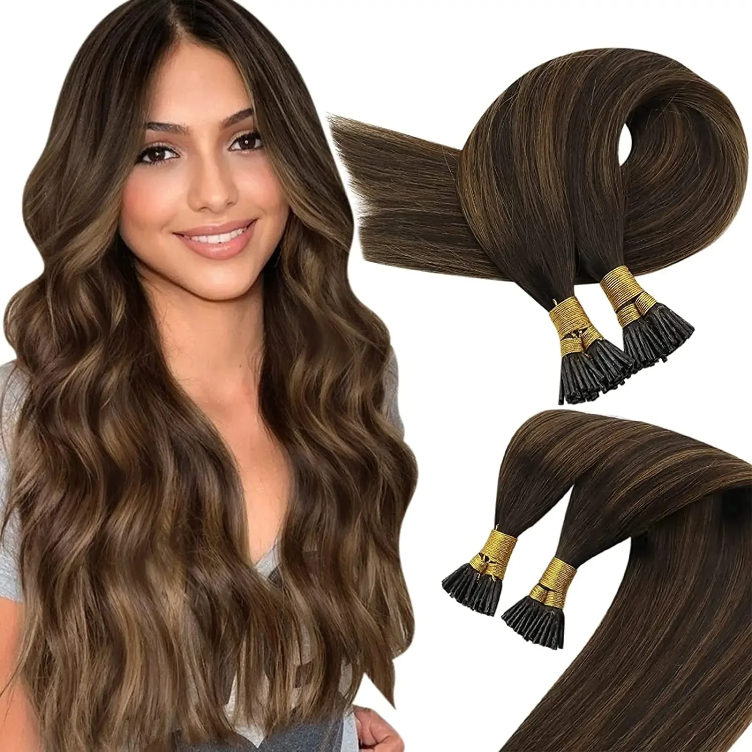 VeSunny Pre Bonded Keratin I Tip Fusion Hair Stick Tip Extensiones de cabello 100% cabello humano real 50 gr/paquete