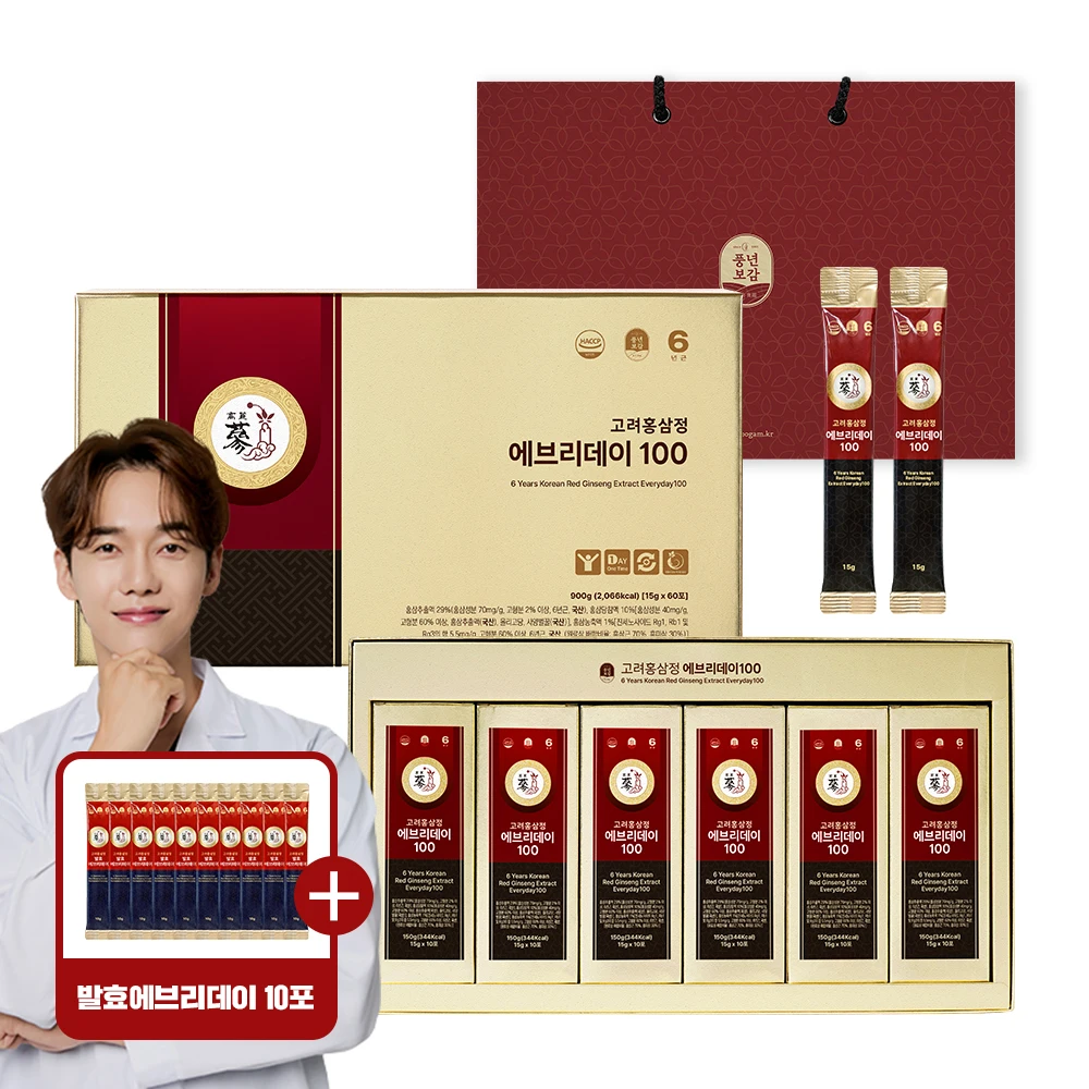 PNBG Everyday 100 6 years Korean red ginseng stick 15g * 60p gift set (bag included)