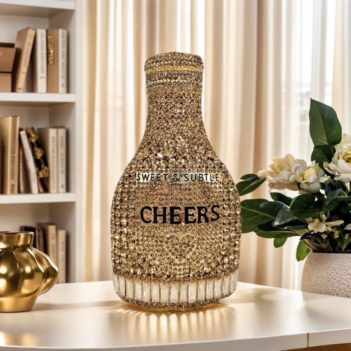 

Уникальная женская вечерняя сумочка с бутылкой шампанского, блестящая вечерняя сумочка со стразами, кошелек невесты для вечеринки, коктейля