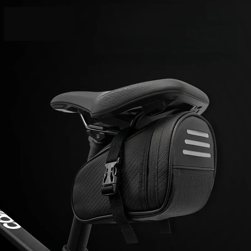 AliExpress Waterproof Bicycle Saddle Bag Portable 1L MTB Rear Bag Reflective Bike Leather Storage Bag Bike Accessories