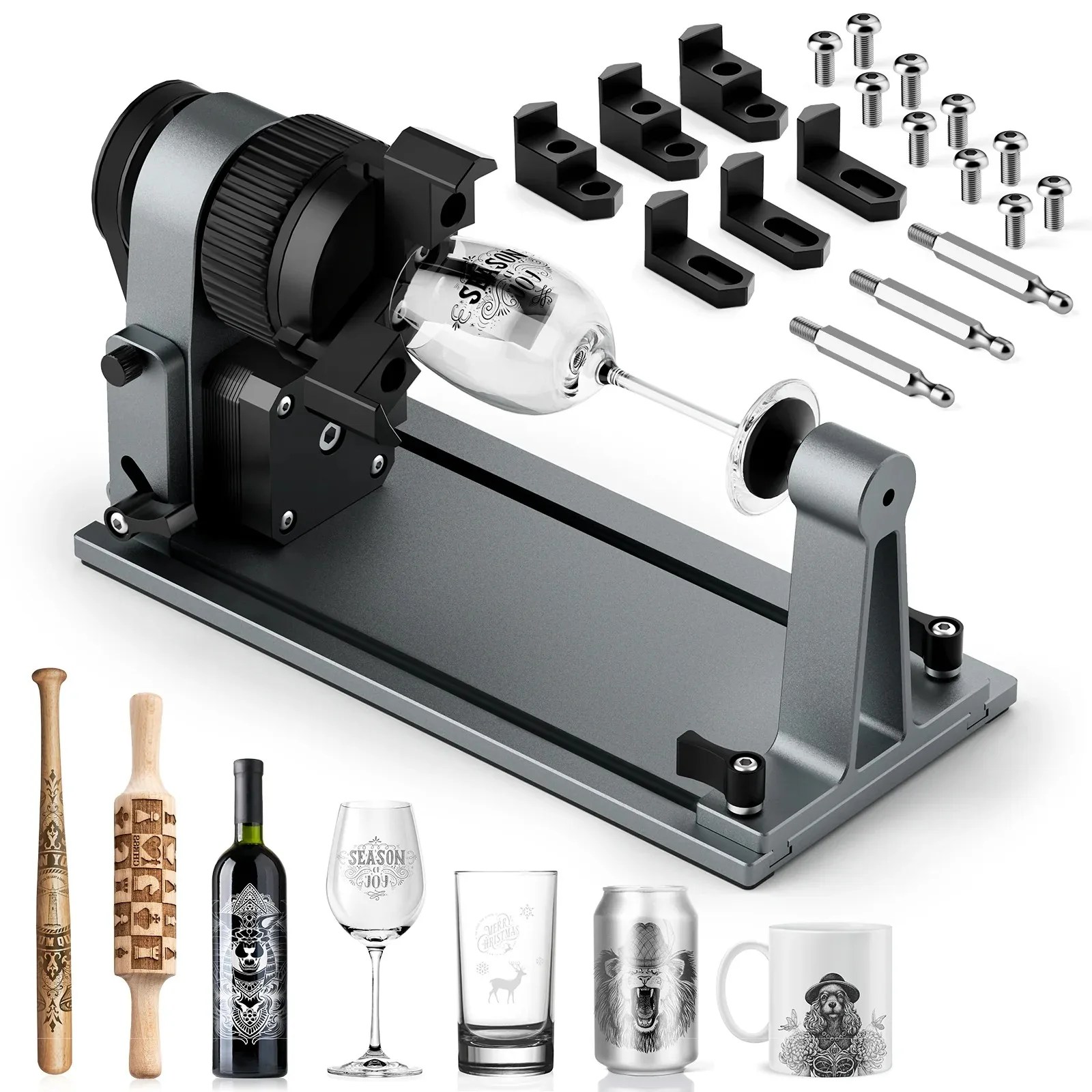 Carverall MD18 Rotary Chuck for Laser Engraving Machine, compatible with Lightburn and other leading brands.