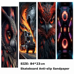 Owl Mecha Chariot Cool Patterns Electric Scooter Anti-slip Sticker Sandpaper Skateboard Grip Tape Sheet 84*23cm