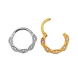 316 Surgical Steel 16G Eye CZ Zircon Nose Rings Septum Clicker Helix Hinged Piercing Conch Cartilaged Earrings Hoop