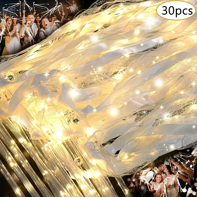 30 قطعة من أعواد الزفاف المضيئة بشريط LED مع أجراس، إرسال خروج الزفاف، دعائم أرضية الرقص، هدايا الزفاف #1