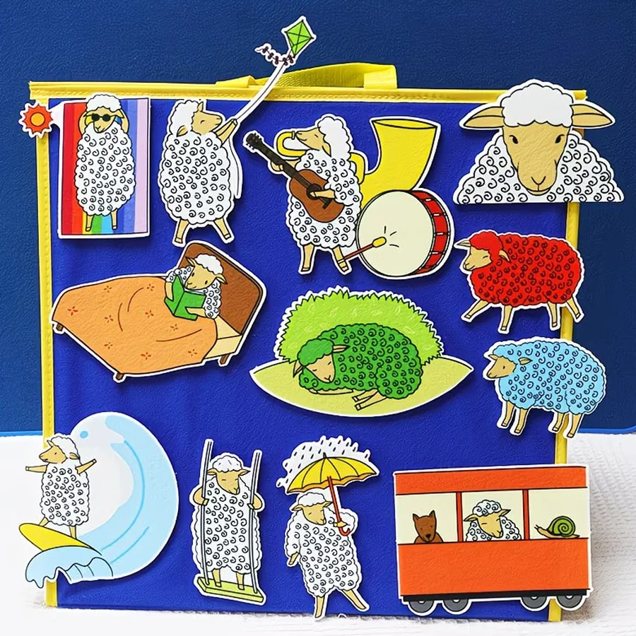 22Pcs Where Is the Green Sheep Felt Story Set, Story Telling Apron for Preschool Teachers, Dramatic Play Early Learning Toy