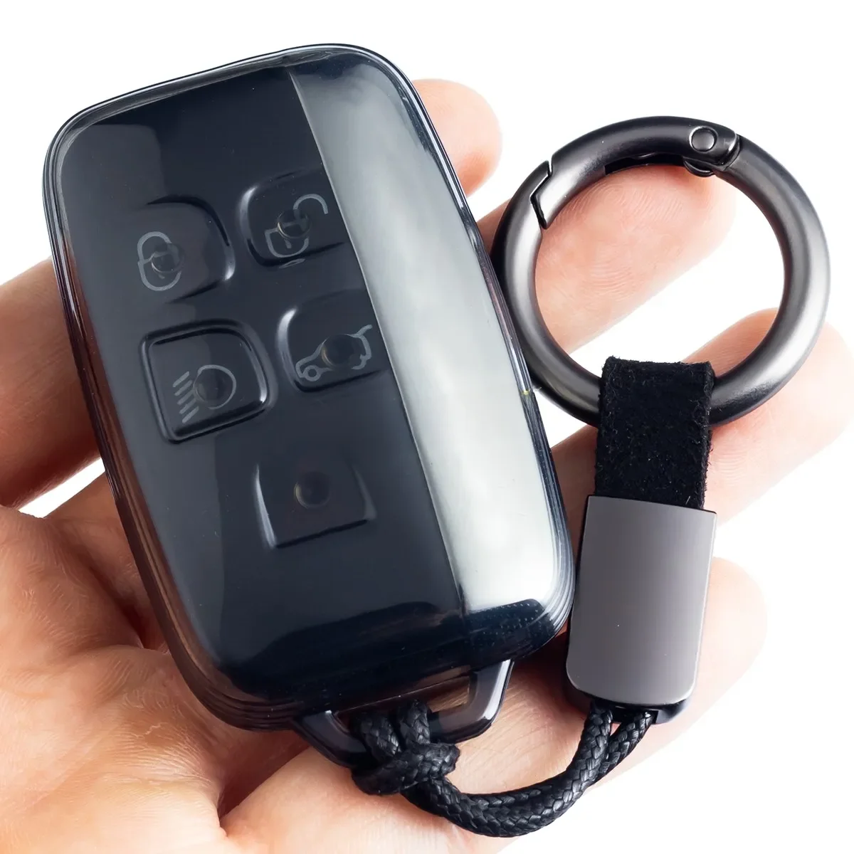 Black Transparent Car Key Fob Case Cover Holder Keychain For Land Range Rover Sport Evoque Velar Discovery 4 LR4 Jaguar XE XF XJ