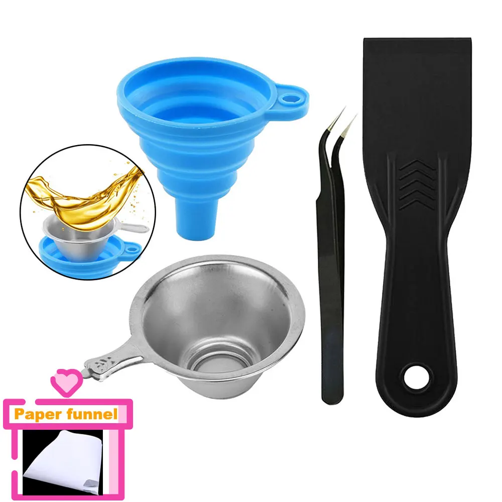 Silicon Funnel+Metal UV Resin Filter Cup+Pointed Tweezers+SLA Resin Special Tool Shovel for Photon DLP Mars2 Pro 3D Printer Part