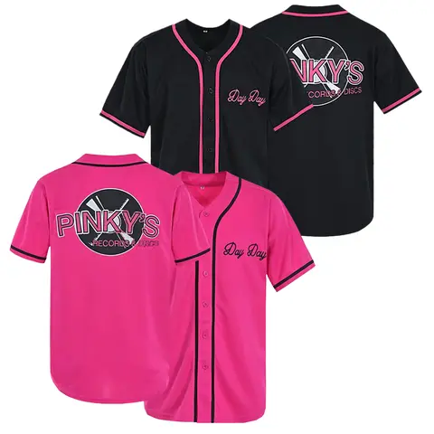 Men’s “Next Friday” Pinky’s Record Movie ’90s hip hop sports fan baseball jersey buttoned, embroidered party sports shirt; unisex, suitable for matching couples