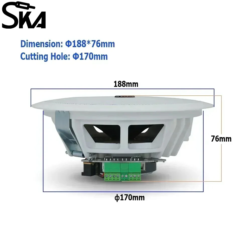 6-calowy głośnik o mocy 20 W. Połączenie z Iphone'em. Głośniki sufitowe Bluetooth. Odporny na wilgoć domowy system audio dla domowego biura hotelowego