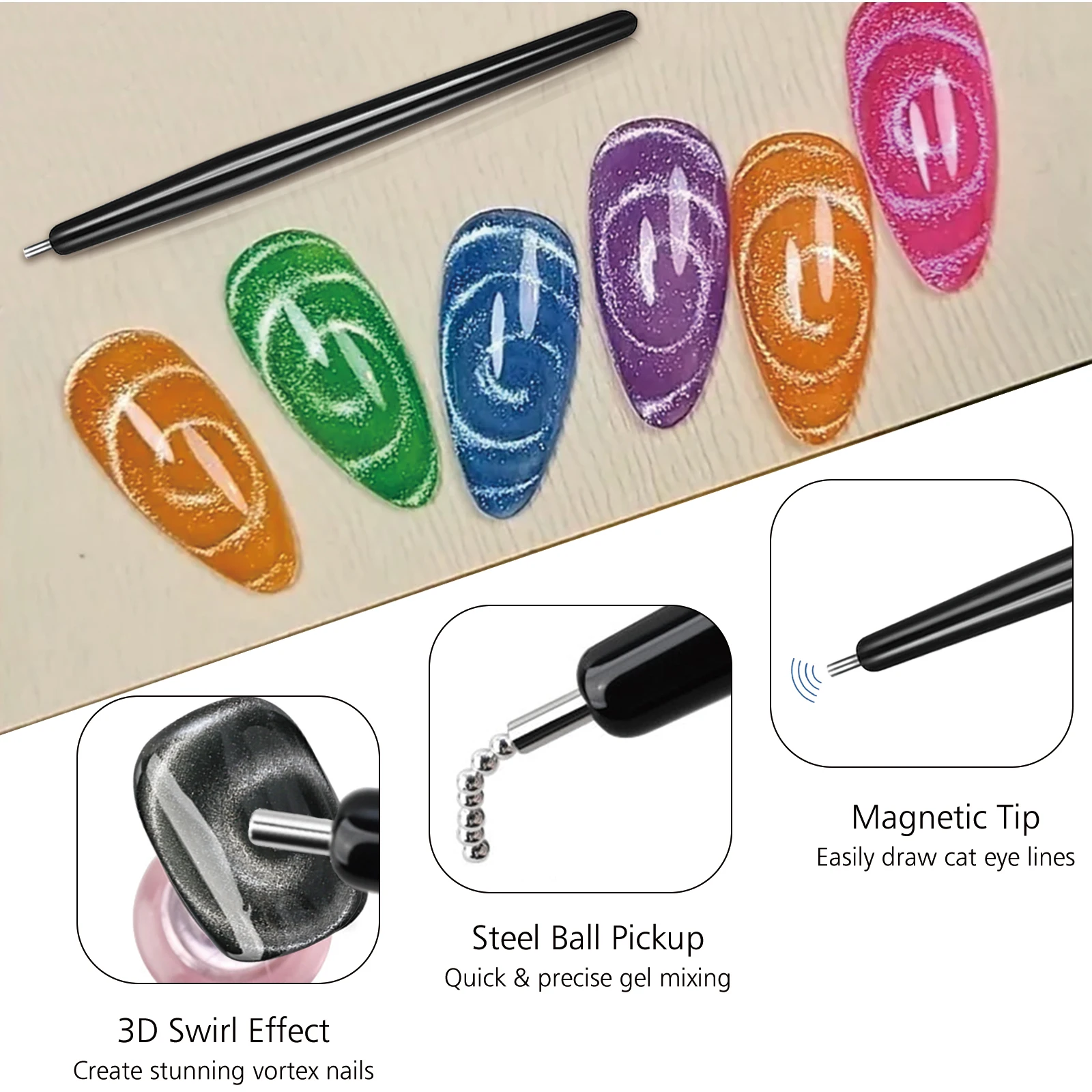 Ensemble d'aimants pour Nail Art 3 en 1, bâton magnétique pour ongles œil de chat avec plaques en forme de lapin et de cœur pour vernis Gel œil de chat, outils de manucure à faire soi-même