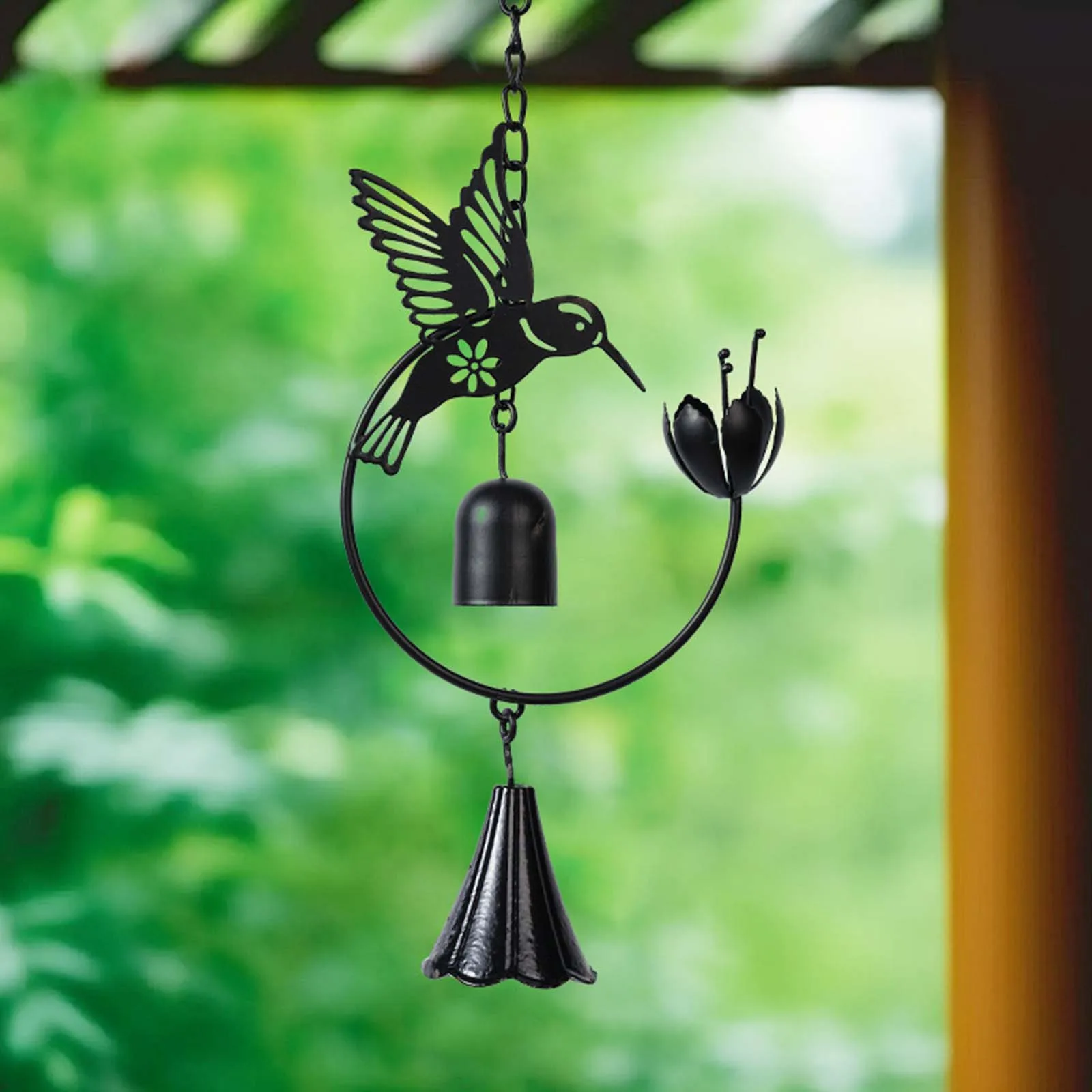 Hummingbird Rain Chain Hanging Ornament Decorative Wind Chime Windchime Water Diverter for Courtyard Outdoor Porch House Yard