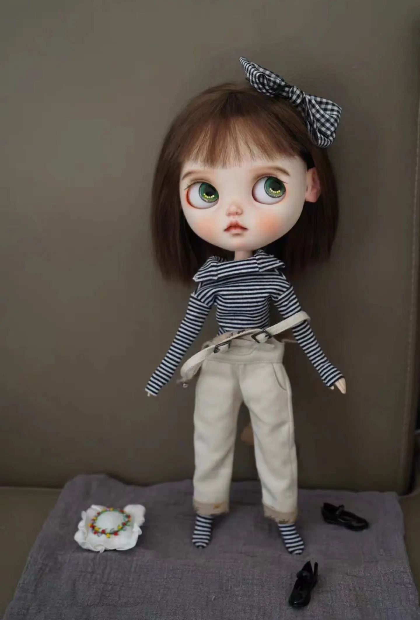 Original Blythe Rompers Brace 2pcs Rompers+Turtleneck 1/6 30cm(Fit for azone,Pullip,Ob22/24/26, Licca)