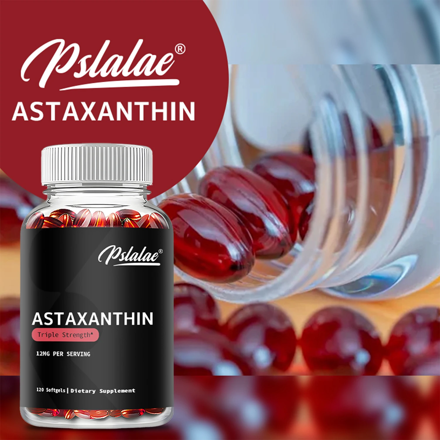 Astaxantina-Suplemento Antioxidante, Promove a Saúde do Cérebro e Acelera o Metabolismo, 120 Cápsulas