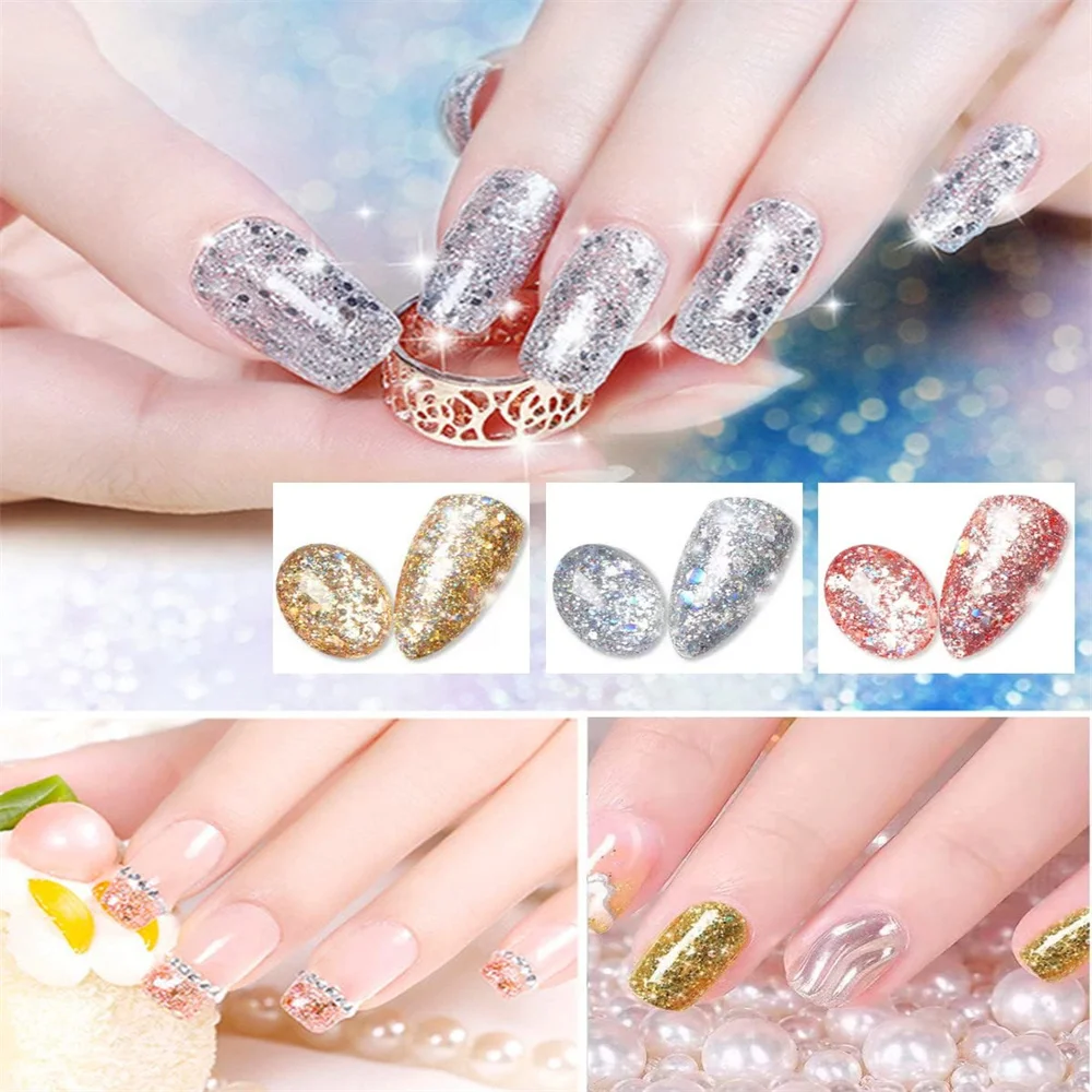 Biutee 6 Colors Nail Art Gel DIY Glitter Manicure Varnish Nail Lacquer Printing Polish Gel UV/LED Polishing Decor Nail Polish