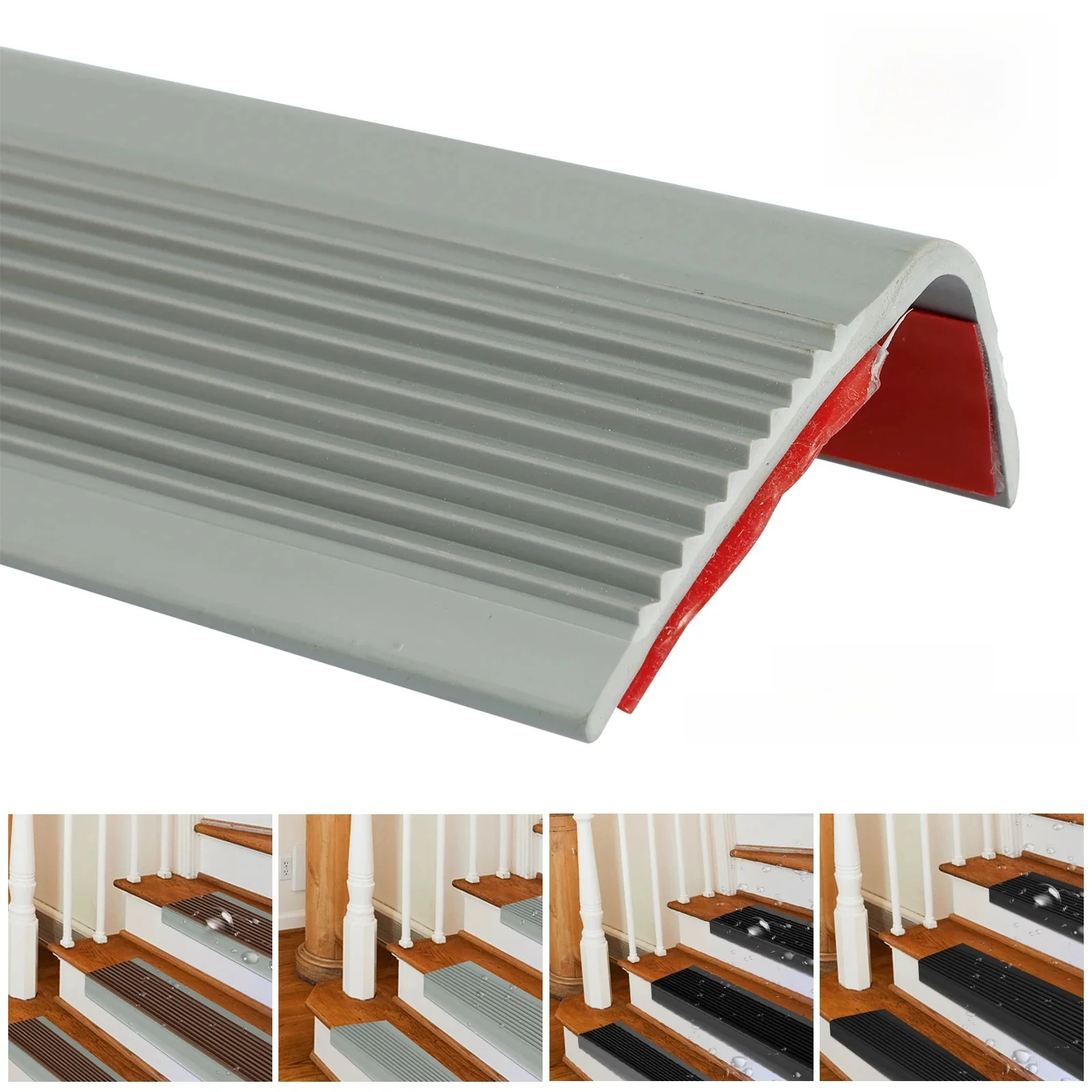 1 Roll Stair Edge Protector Soft PVC Non-slip Stair Nose Edging L-Shape Self-Adhesive Step Edge Trim Strips 2m Step Protector