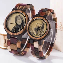 BOBOBIRD Wooden Couple Quartz Watches Original Free Custom Photo Wrist Timepiece Man And Woman Quartz Wrist Watch Christmas gift