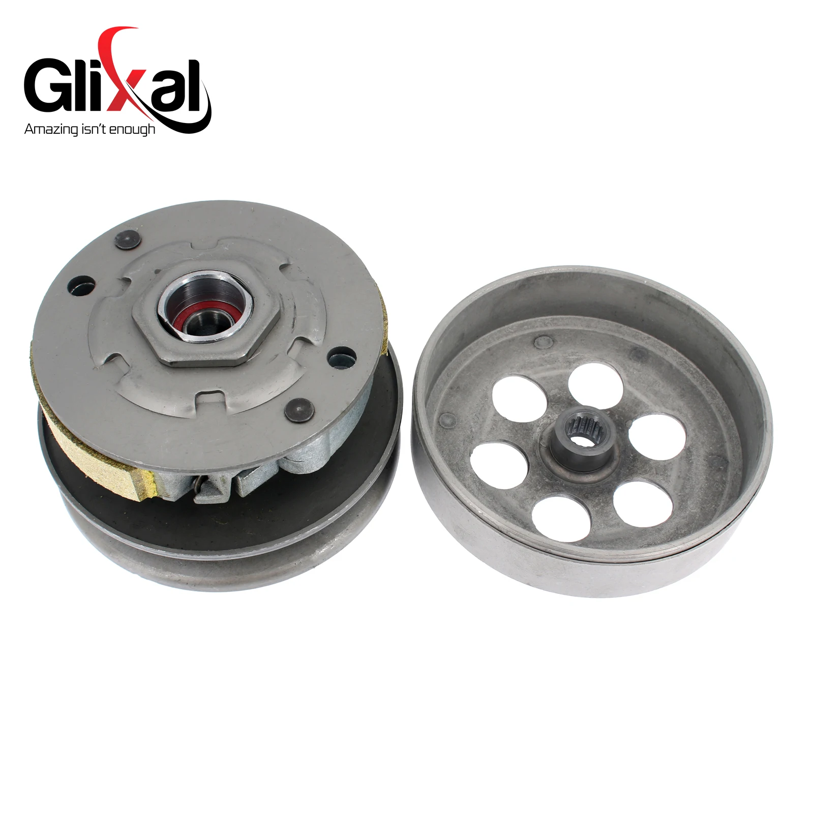 Glixal Jog 49cc 50cc Clutch Assy with Bell for 1PE40QMB 1E40QMA Scooter Moped Minarelli 2-Stroke Engine (2 Clutch Pads)