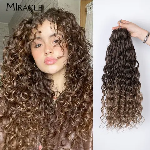 MIRACLE 여성용 곱슬 머리 연장, 프렌치 컬 브레이드, 후크 크로셰 헤어, 합성 가짜 헤어, 20 인치, 3 개