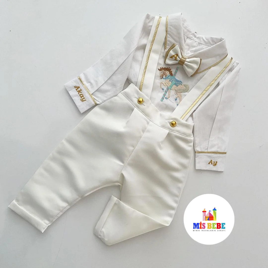 Personalized Baby Boy Clothes Summer Cotton Formal Romper Gentleman Tie Outfit Newborn 3-Piece Clothing Jumpsuit Party Suit