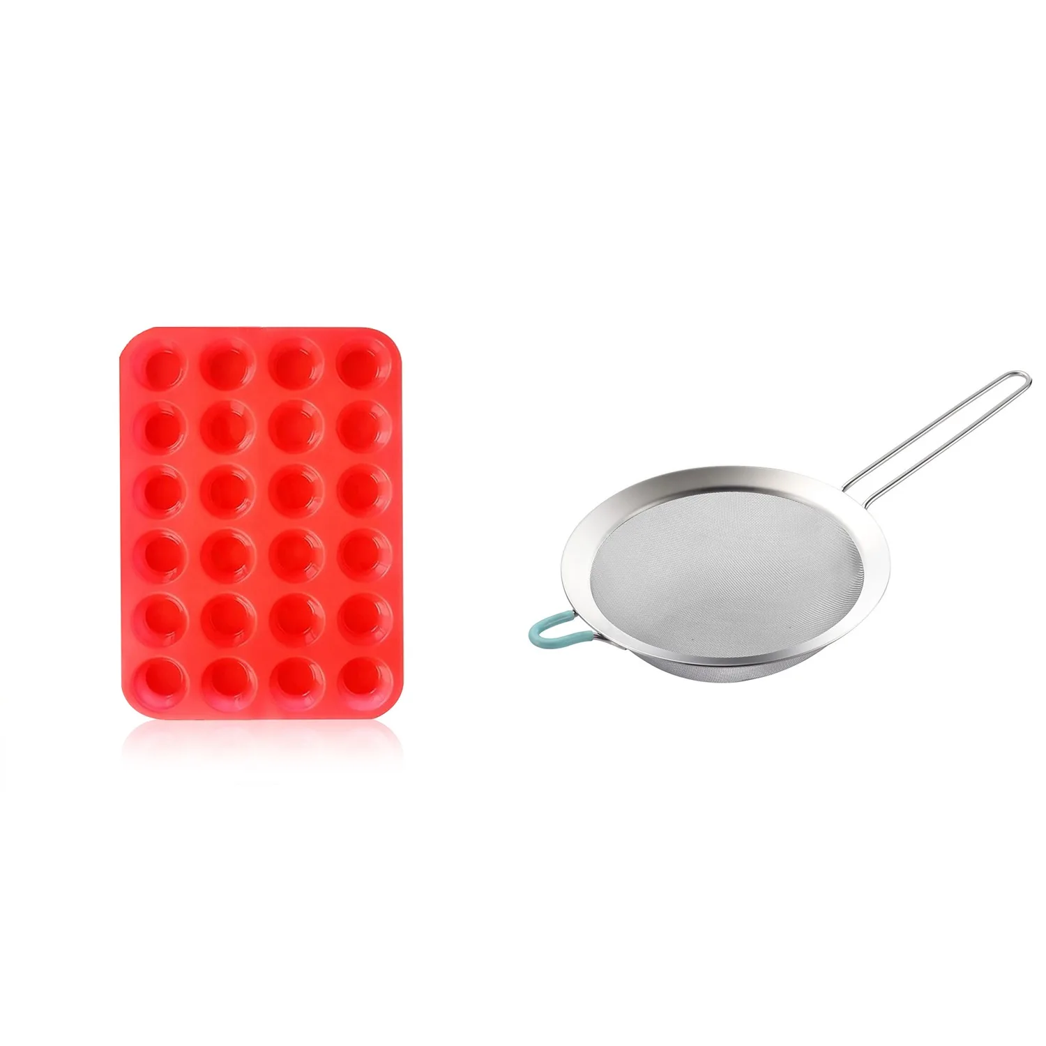 

Silicone Muffin Pan,Muffin Pan & Kitchen Utensils,Strainer, Non-Stick Silicone Great For Making Muffin Cakes, Tart, Bread (2 Pcs